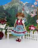 Alpine Beauty - dirndl ensemble with tights & shoes for Little Darling Doll or 33cm BJD