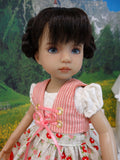 Alpine Posy - dirndl ensemble with tights & boots for Little Darling Doll or 33cm BJD