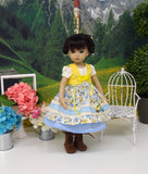 Alpine Summer - dirndl ensemble with tights & boots for Little Darling Doll or 33cm BJD