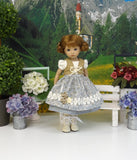 Alpine Wildflowers - dirndl ensemble with tights & boots for Little Darling Doll or 33cm BJD
