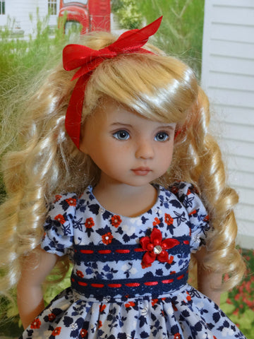 American Floral - dress, tights & shoes for Little Darling Doll