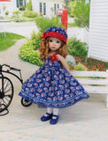 American Paisley - dress, hat, tights & shoes for Little Darling Doll or other 33cm BJD