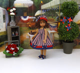 American Stripes - dress, hat & sandals for Little Darling Doll or 33cm BJD