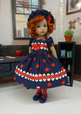 Apple for Teacher - dress, hat, tights & shoes for Little Darling Doll or other 33cm BJD