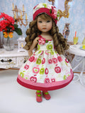 Apple Tart - dress, hat, tights & shoes for Little Darling Doll or 33cm BJD
