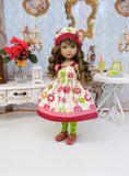 Apple Tart - dress, hat, tights & shoes for Little Darling Doll or 33cm BJD