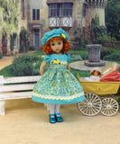 Aquamarine Garden - dress, hat, tights & shoes for Little Darling Doll or 33cm BJD