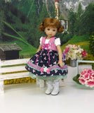 Austrian Valley  - dirndl ensemble with tights & boots for Little Darling Doll or 33cm BJD