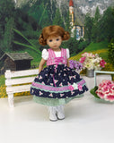 Austrian Valley  - dirndl ensemble with tights & boots for Little Darling Doll or 33cm BJD
