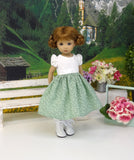 Austrian Valley  - dirndl ensemble with tights & boots for Little Darling Doll or 33cm BJD