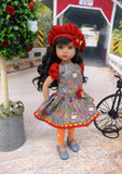 Autumn Hedgehog - dress, beret, tights & shoes for Little Darling Doll or other 33cm BJD