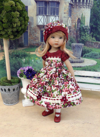 Autumn Pansy - dress, hat, tights & shoes for Little Darling Doll or other 33cm BJD