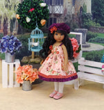 Autumnal Bouquet - dress, hat, tights & shoes for Little Darling Doll or 33cm BJD