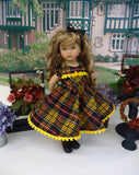 Autumnal Plaid - dress, tights & shoes for Little Darling Doll or other 33cm BJD