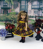 Autumnal Plaid - dress, tights & shoes for Little Darling Doll or other 33cm BJD
