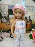 Barnyard - romper, hat, socks & tennis shoes for Little Darling Doll or 33cm BJD