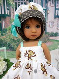 Barrel of Monkeys - dress, hat & sandals for Little Darling Doll or 33cm BJD