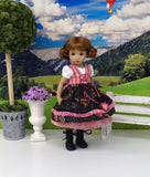 Bavarian Autumn - dirndl ensemble with tights & boots for Little Darling Doll or 33cm BJD