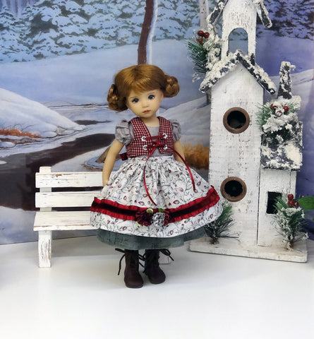 Bavarian Briar - dirndl ensemble with tights & boots for Little Darling Doll or 33cm BJD