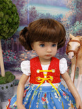Bavarian Daisy - dirndl ensemble with tights & boots for Little Darling Doll or 33cm BJD