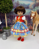 Bavarian Daisy - dirndl ensemble with tights & boots for Little Darling Doll or 33cm BJD