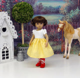 Bavarian Daisy - dirndl ensemble with tights & boots for Little Darling Doll or 33cm BJD