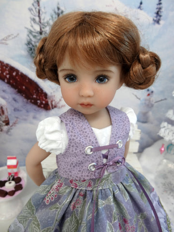 Bavarian Frost - dirndl ensemble with tights & boots for Little Darling Doll or 33cm BJD