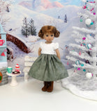 Bavarian Frost - dirndl ensemble with tights & boots for Little Darling Doll or 33cm BJD
