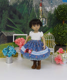 Bavarian Meadow - dirndl ensemble with tights & boots for Little Darling Doll or 33cm BJD