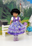 Bavarian Morning Glory - dirndl ensemble with tights & boots for Little Darling Doll or 33cm BJD