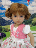 Bavarian Rose - dirndl ensemble with tights & boots for Little Darling Doll or 33cm BJD