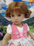 Bavarian Rose - dirndl ensemble with tights & boots for Little Darling Doll or 33cm BJD