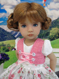 Bavarian Rose - dirndl ensemble with tights & boots for Little Darling Doll or 33cm BJD