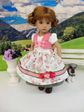 Bavarian Rose - dirndl ensemble with tights & boots for Little Darling Doll or 33cm BJD