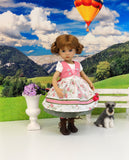 Bavarian Rose - dirndl ensemble with tights & boots for Little Darling Doll or 33cm BJD