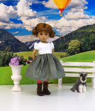Bavarian Rose - dirndl ensemble with tights & boots for Little Darling Doll or 33cm BJD