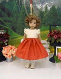 Bavarian Sunset - dirndl ensemble with tights & boots for Little Darling Doll or 33cm BJD