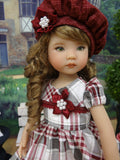 Berry Plaid - dress, hat, tights & shoes for Little Darling Doll or 33cm BJD