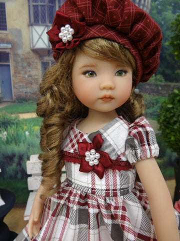 Berry Plaid - dress, hat, tights & shoes for Little Darling Doll or 33cm BJD