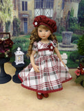 Berry Plaid - dress, hat, tights & shoes for Little Darling Doll or 33cm BJD