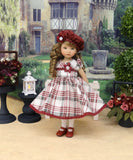 Berry Plaid - dress, hat, tights & shoes for Little Darling Doll or 33cm BJD