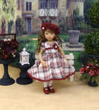 Berry Plaid - dress, hat, tights & shoes for Little Darling Doll or 33cm BJD