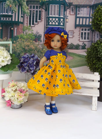 Betty Blue - dress, beret, socks & shoes for Little Darling Doll or 33cm BJD