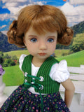 Black Forest Floral - dirndl ensemble with tights & boots for Little Darling Doll or 33cm BJD