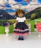 Black Forest Floral - dirndl ensemble with tights & boots for Little Darling Doll or 33cm BJD
