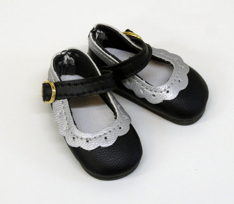Eyelet Mary Jane Shoes - Black & Silver
