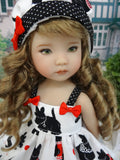 Black Terrier - dress, hat, socks & shoes for Little Darling Doll or 33cm BJD