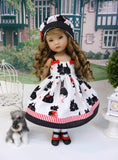 Black Terrier - dress, hat, socks & shoes for Little Darling Doll or 33cm BJD