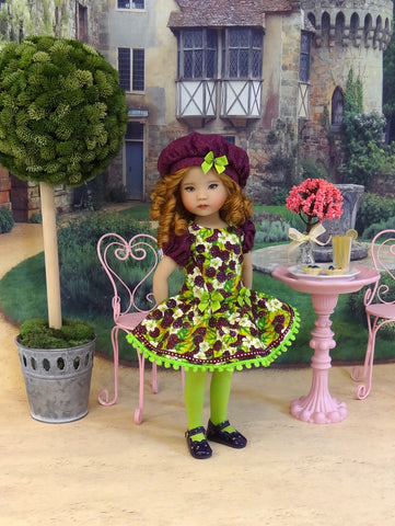 Blackberry Jubilee - dress, beret, tights & shoes for Little Darling Doll or other 33cm BJD