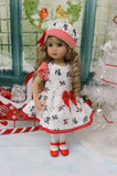 Blooming Holly - dress, hat, tights & shoes for Little Darling Doll or 33cm BJD